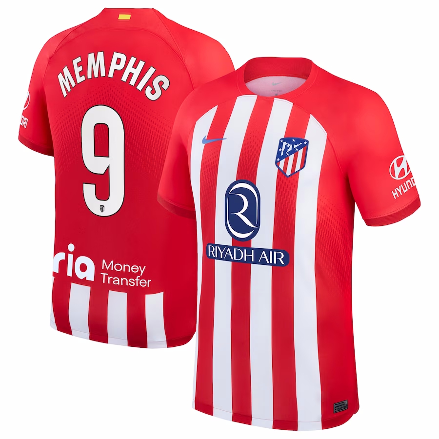 MAILLOT ATLETICO MADRID DOMICILE MEMPHIS 2023-2024 MAILLOT ATLETICO MADRID DOMICILE MEMPHIS 2023-2024